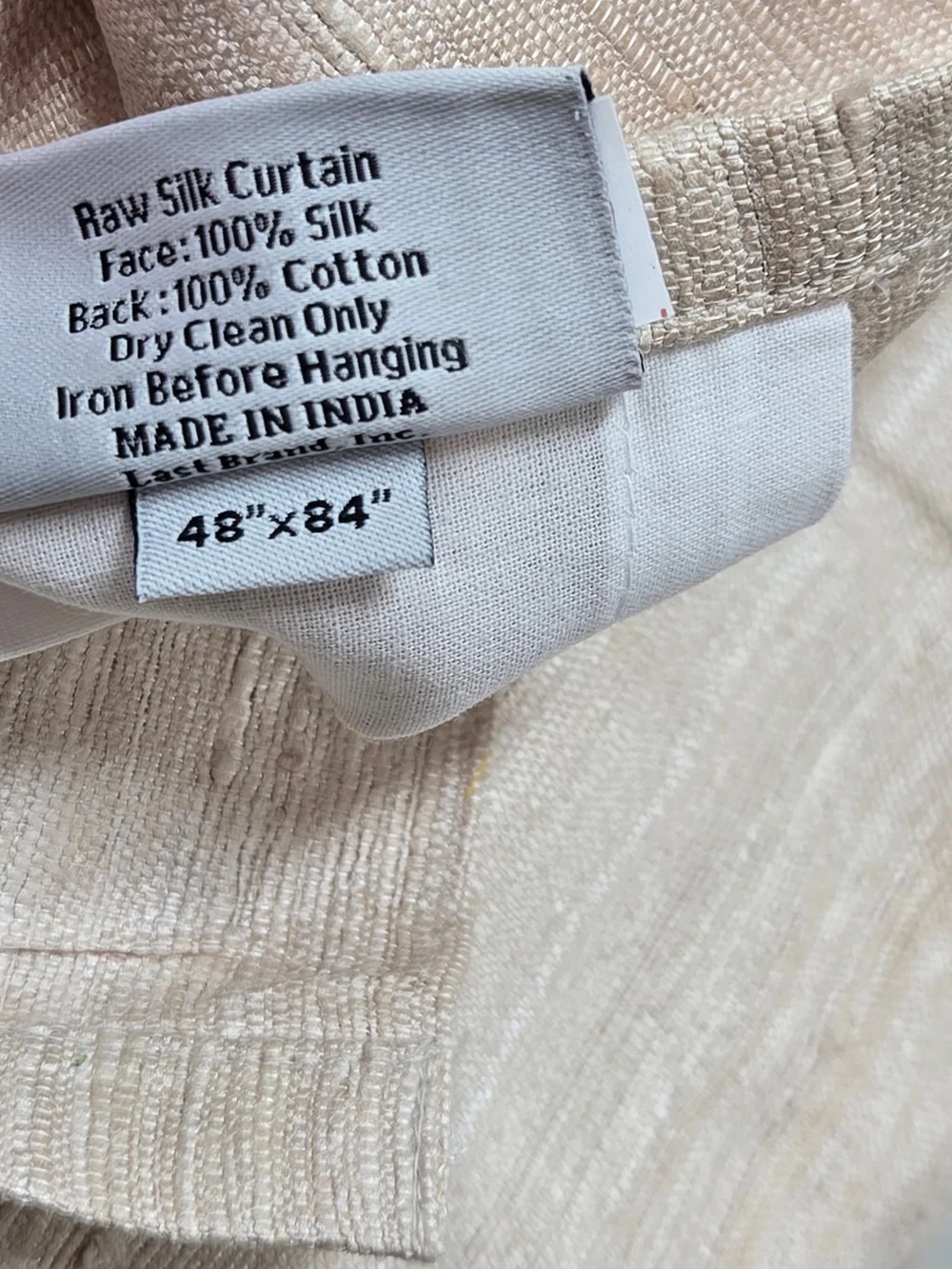 NWT QUINCE Set Of 2 48x84 Raw Silk Curtains Sand 8996